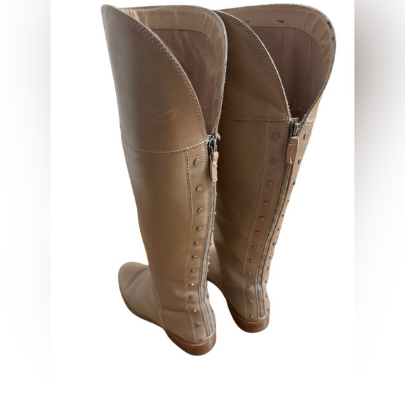 Franco Sarto Roselle Tan Leather Studded Boots Size 9 - Picture 1 of 7